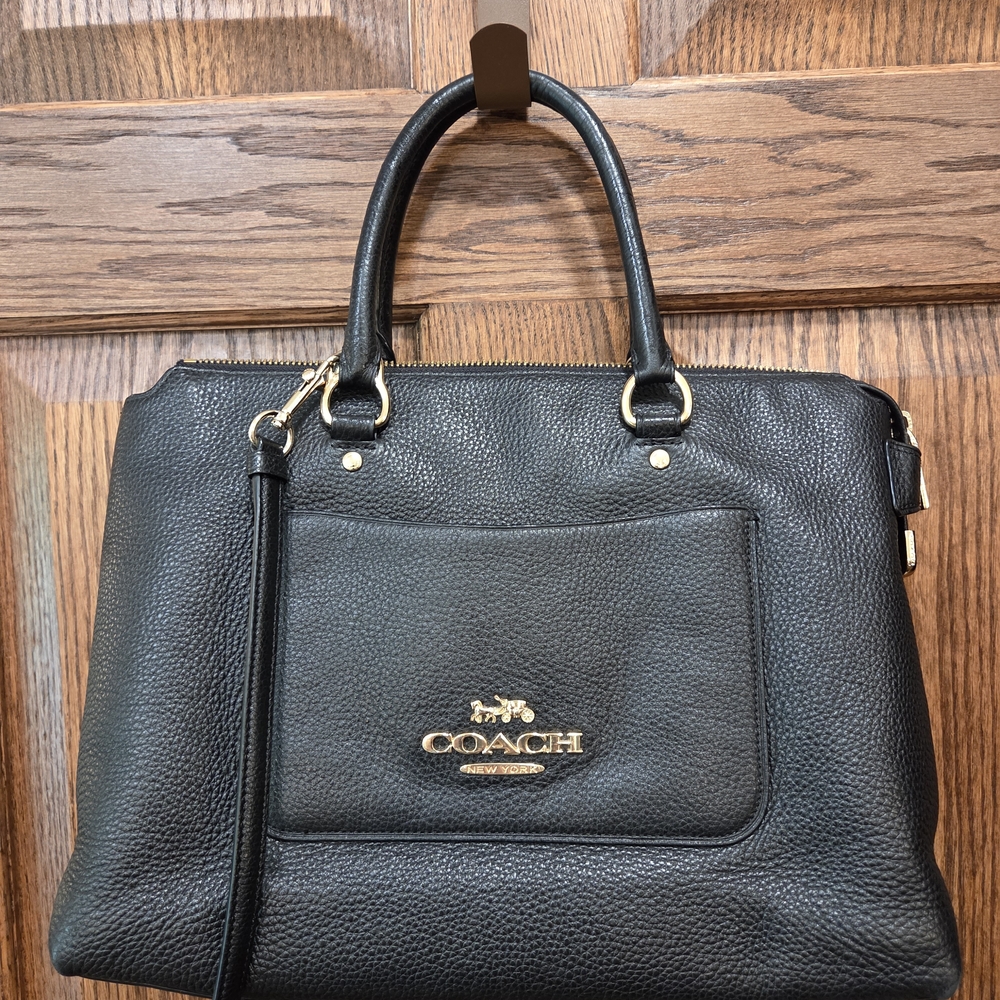 Coach Emma Satchel Black with Gold Hardware